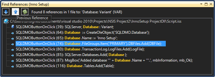 Dark theme in Find References dialog